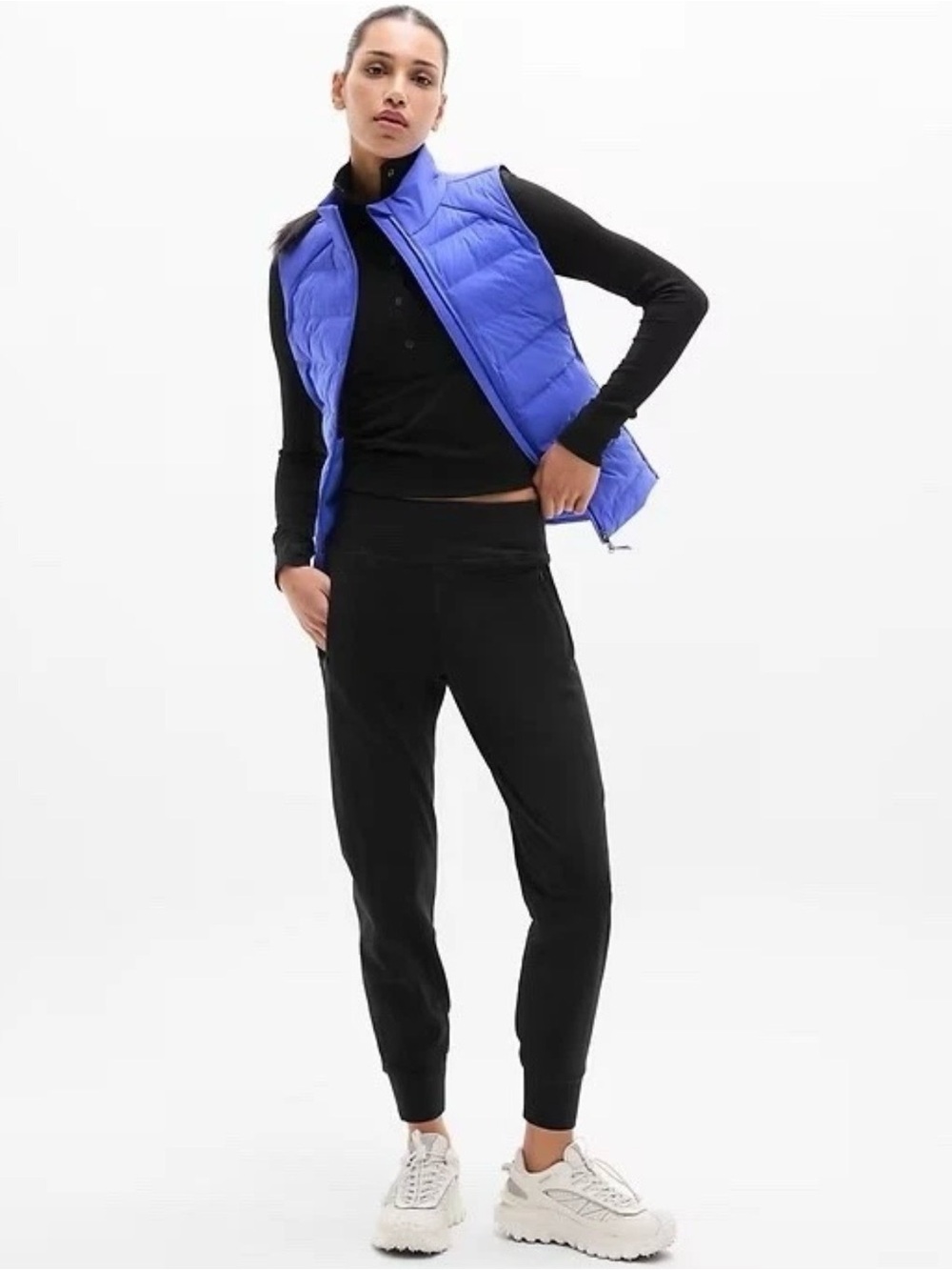 Athleta Black Rainer Jogger Zip Pockets Workout Casual Performance Women’s Large
